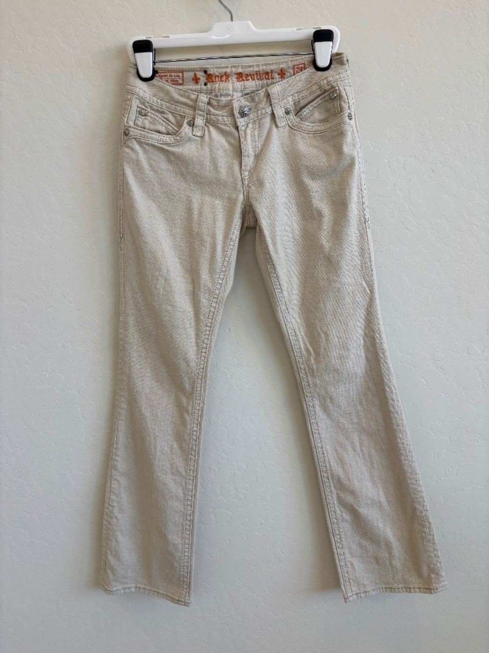 ✧ Y2K Rock Revival Low Rise Bootcut Jeans ✧Size 29, ivory - Picture 6 of 15